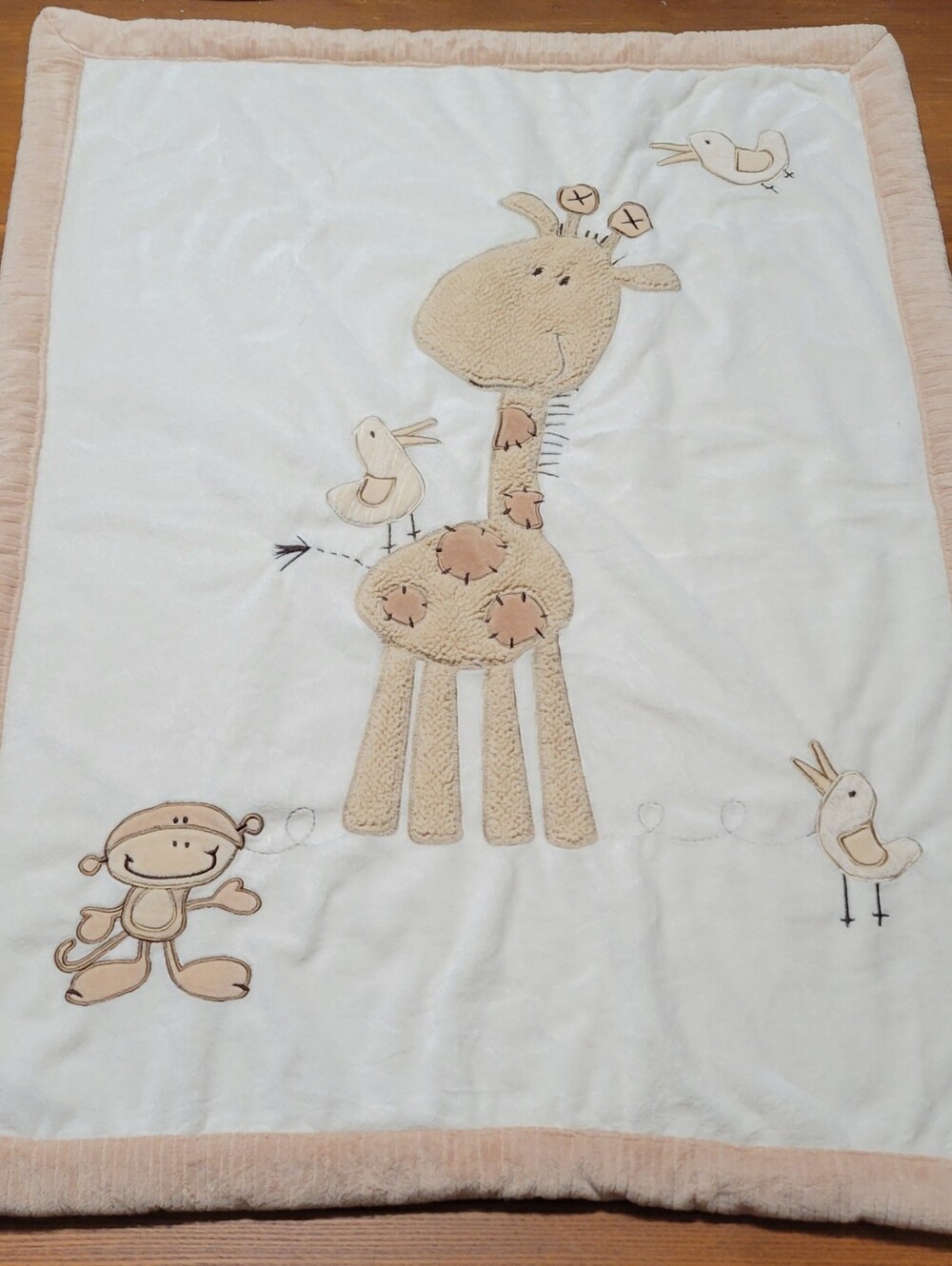 BabiesRUs Neutral Tan & White Giraffe Baby Blanket